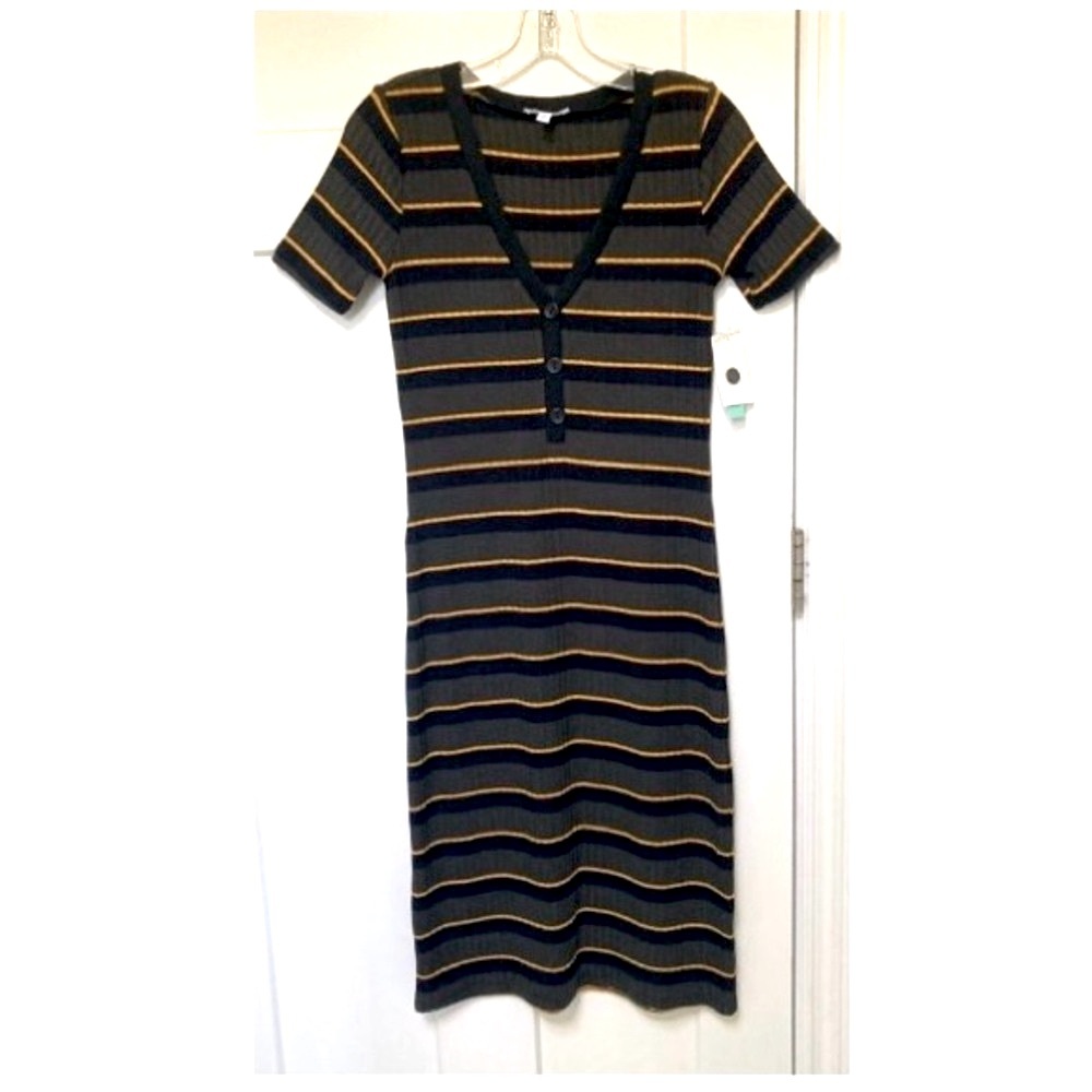 ABOUND - Olive Stripe Ribbed Bodycon Maxi Dress